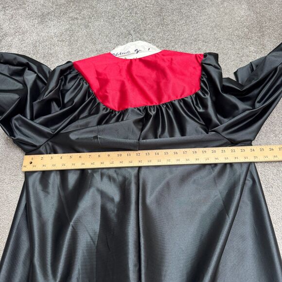 Balfour Academy Graduation Satin Robe Gown Unisex Adult Black Red 5'9 to 5'11 - Picture 7 of 12